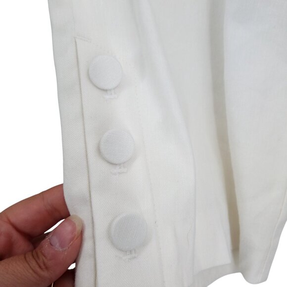 J Jill Linen Stretch White Side Zip Ankle Tapered Pants Size L Button Ankle - Picture 6 of 11